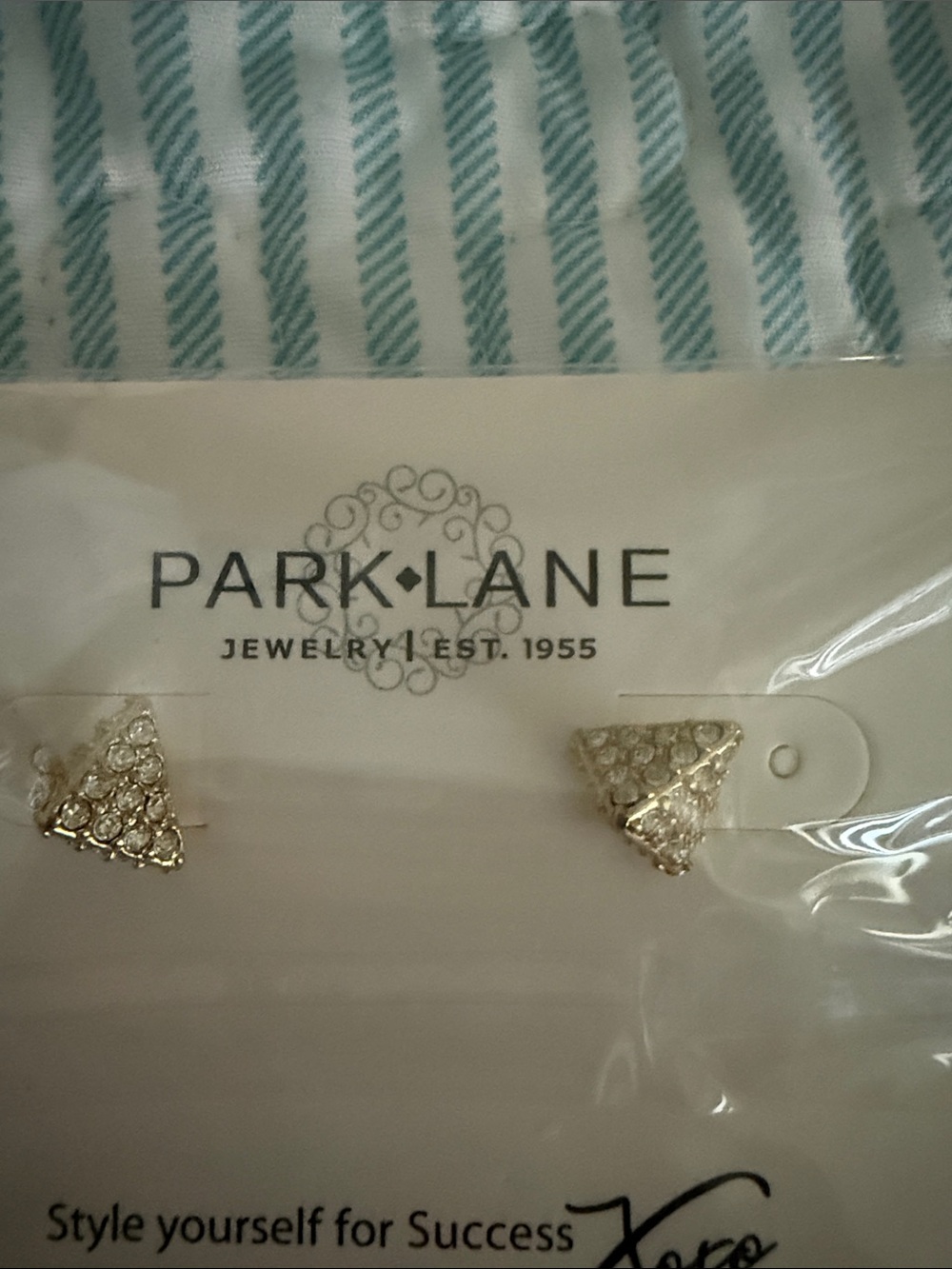 Park Lane Gold-Tone Triangle Crystal Studs
